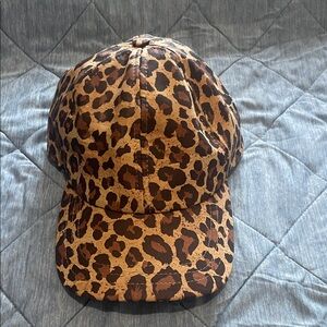 Leopard Print Cap with Brass Detail